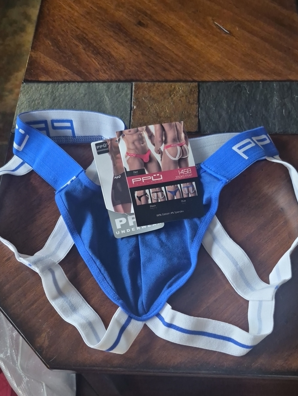 Men's Blue Supportive Boxer Brief Jockstrap New Size Small